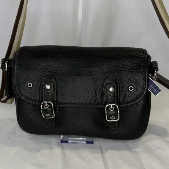 Vintage Coach Leather Field Bag, 9609, Blue Interior, Crossbody Strap, EUC - Picture 2 of 15